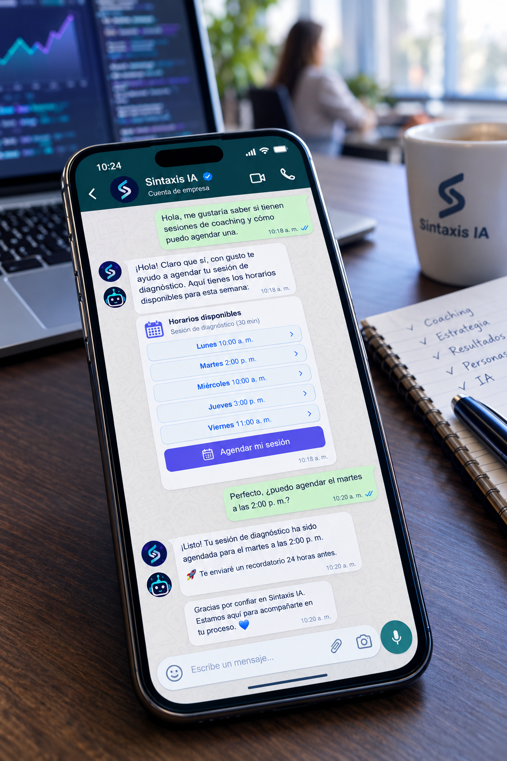 Interfaz de Agente de IA para WhatsApp de Sintaxis IA